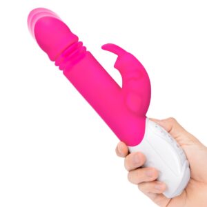 Rabbit Essentials RR Rechargeable G Spot Thrusting Rabbit Vibrator Hot Pink