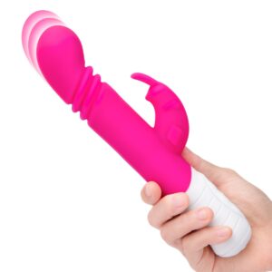 Rabbit Essentials Rechargeable Slim Shaft thrusting G Spot Rabbit Vibrator Pink